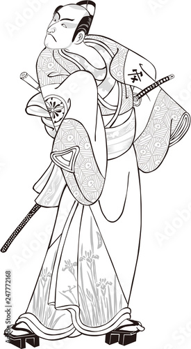 浮世絵 歌舞伎役者 その22 白黒 Stock ベクター Adobe Stock