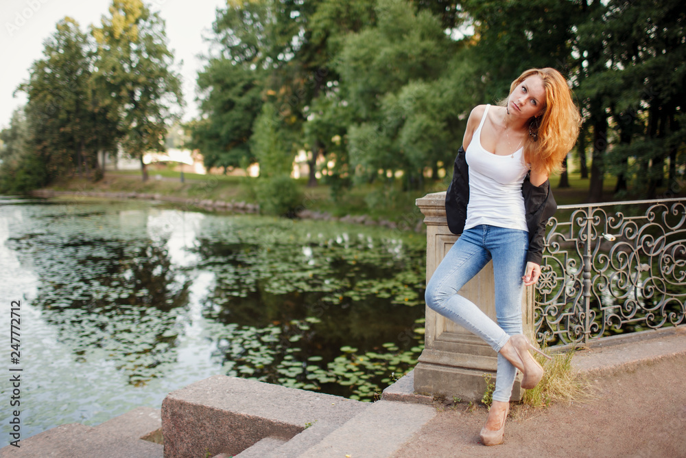 Amazing beautiful girl posing for photo in sexy dress at sunrise