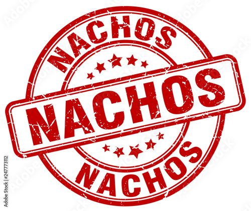 nachos red grunge round vintage rubber stamp