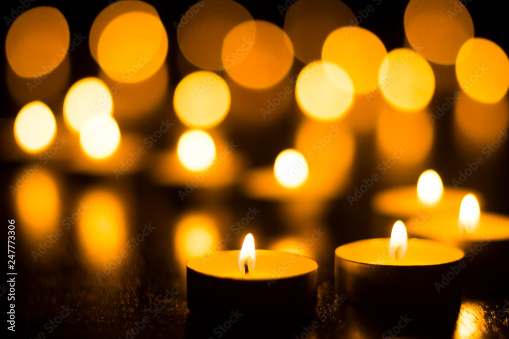 Candles on Dark Background for Thanksgiving, Valentines Day, Happy Birthday, Memorials, Festive, Christmas and Romance