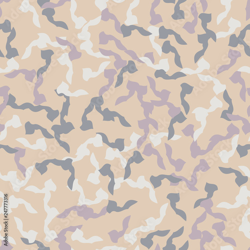 Urban UFO camouflage of various shades of beige, blue, purple and white colors