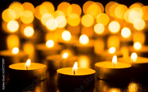Candles on Dark Background for Thanksgiving  Valentines Day  Happy Birthday  Memorials  Festive  Christmas and Romance