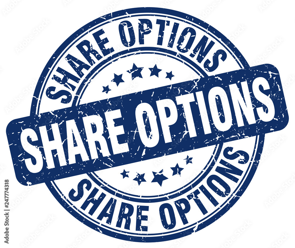 share options blue grunge stamp
