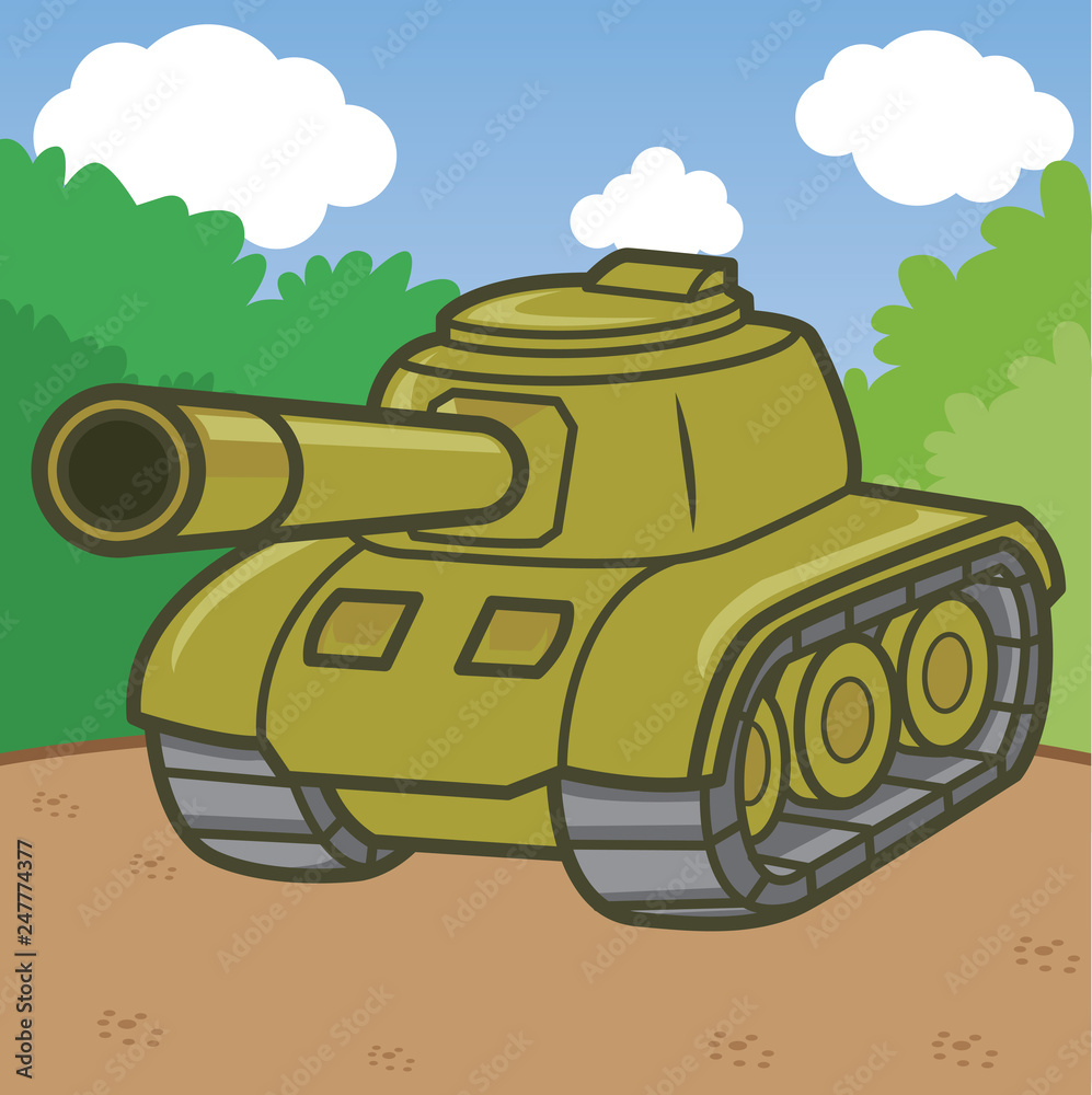 Tank cartoon, Cute vector vector de Stock | Adobe Stock