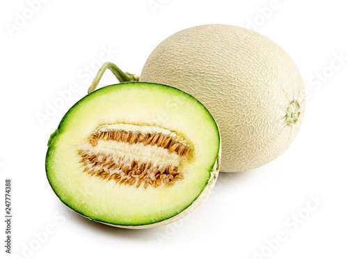 Close up honeydew isolated on white background.