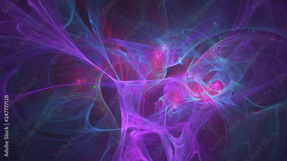 Fototapeta premium glowing violet curved lines over dark Abstract Background space universe. Illustration