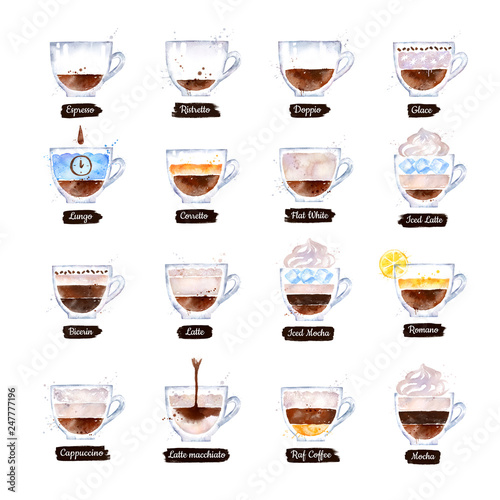 Illustration set of Coffee types 