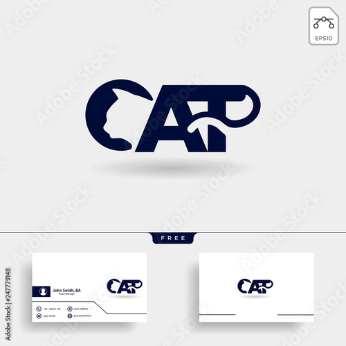 letter C cat pet animal type logo template vector icon