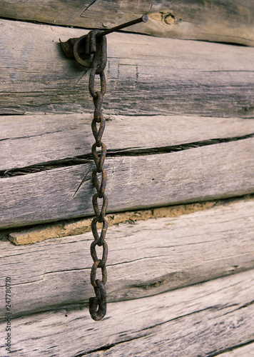 The wall of old house.Background. photo