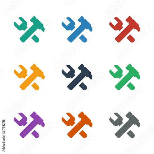 hummer and wrench icon white background