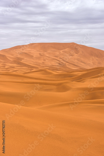 The beauty of the sand dunes in the Sahara Desert in Morocco