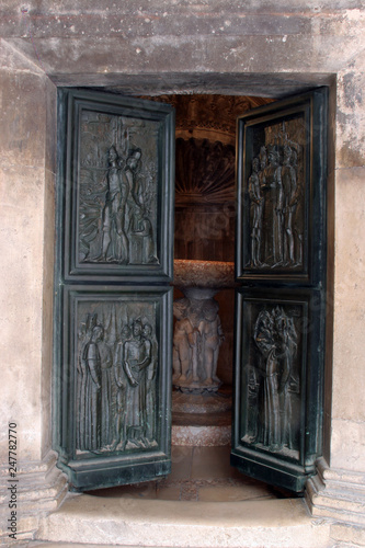 Door of the Cathedral of St James. UNESCO World Heritage Site. - Sibenik, Croatia.