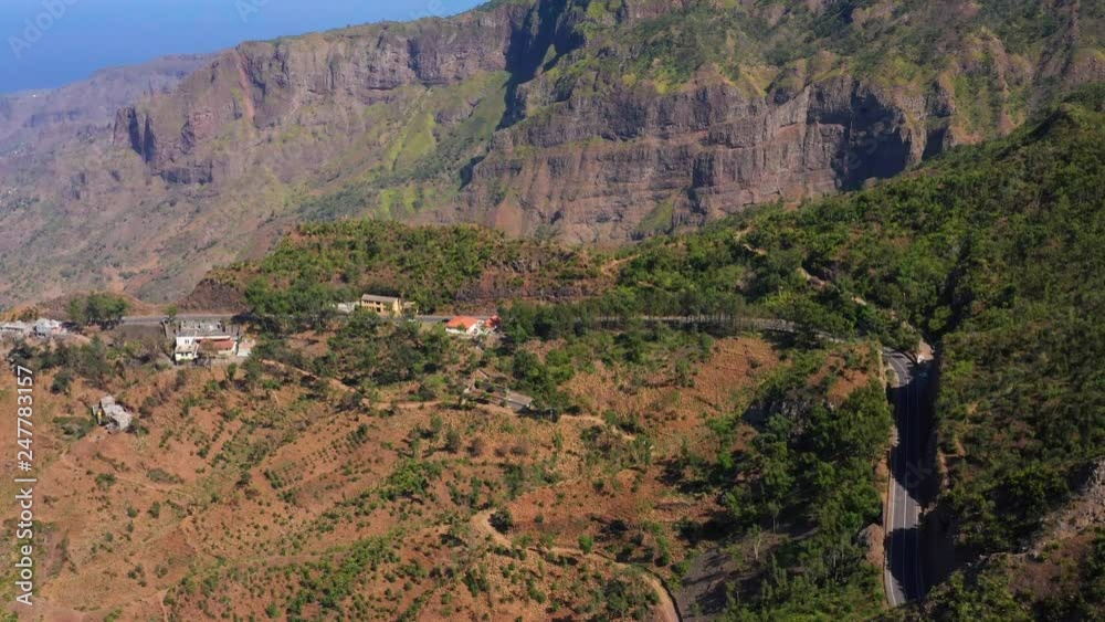 4K  UHD aerial view of Serra Malagueta natural parc in Santiago island in Cape Verde - Cabo Verde