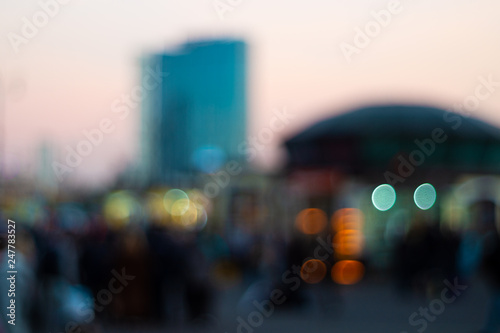 Usual cityscape defocused . Blurred photo.  The world trough eyes of a myopic human.