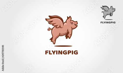 Flying Pig Vector Logo Template. The illustration fantasy pig logo design. Take a touch of creativity and fun for with your business.