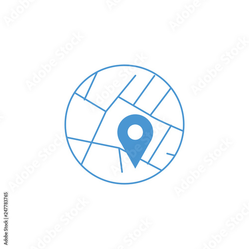 Map roads with marker in th...