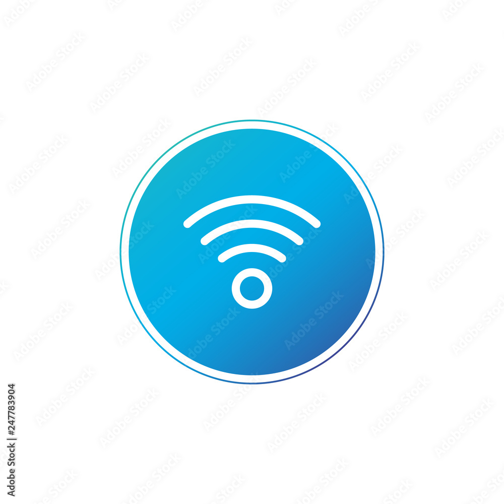 WIFI simple icon in blue circle. wireless internet icon. Vector illustration isolated on white background. WIFI simple icon in blue circle. wireless internet icon. Vector illustration isolated on white background.