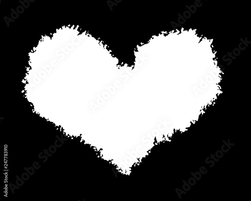 Grunge Heart Decorative Black   White Photo Frame. Type Text Inside  Use as Overlay or for Layer   Clipping Mask