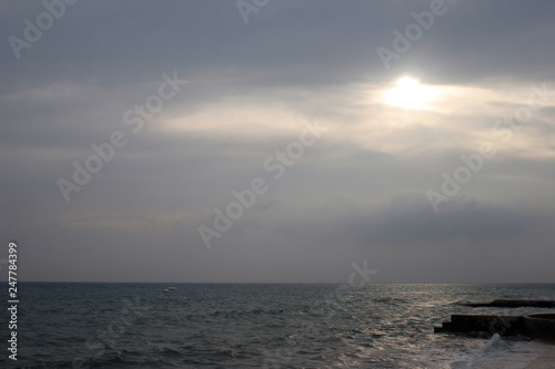 View of sky and sea few minutes before storm.