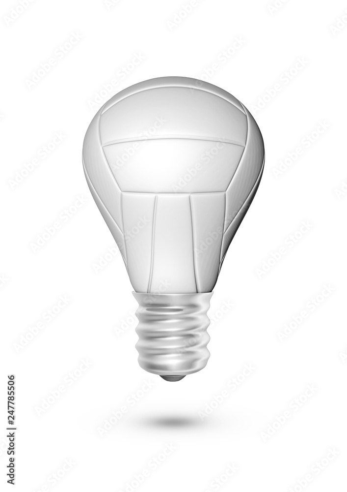 Volleyball light bulb / 3D illustration of light bulb shaped volleyball isolated on white background Volleyball light bulb / 3D illustration of light bulb shaped volleyball isolated on white background