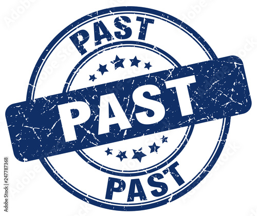past blue grunge round vintage rubber stamp