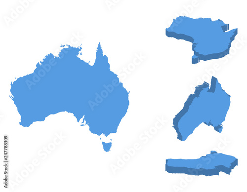 Australia isometric map vector illustration, country isolated on a white background.