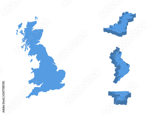 England isometric map vector illustration, country isolated on a white background.