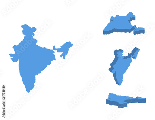 India isometric map vector illustration, country isolated on a white background.