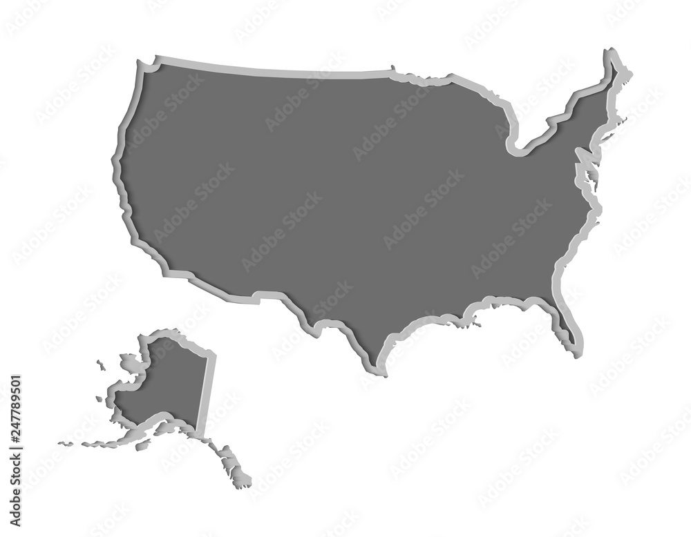 USA map paper cut vector illustration, country isolated on a white background. USA map paper cut vector illustration, country isolated on a white background.