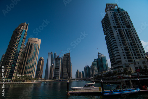 DUBAI, UNITED ARAB EMIRATES - October, 2018: Dubai Marina skyline at United Arab Emirates