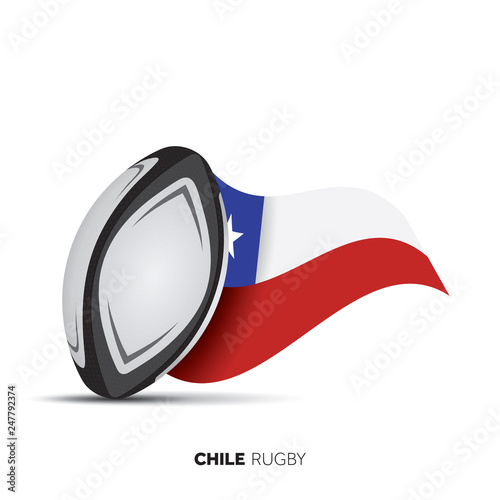 Chile national flag rugby ball.