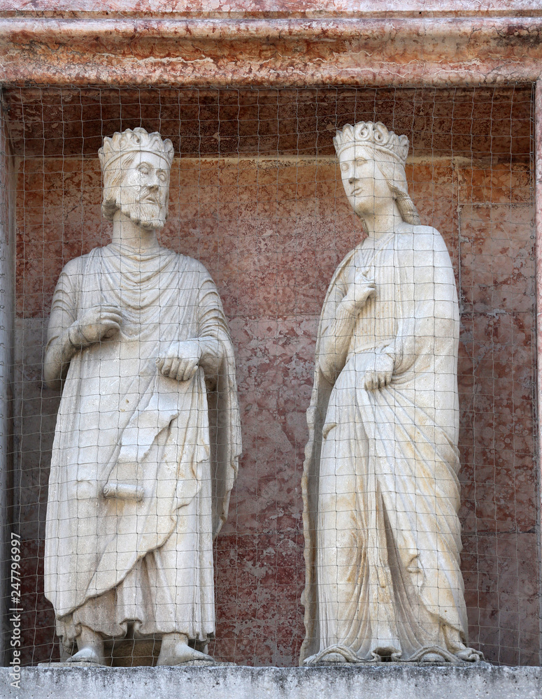 Saints, marble statue on the Baptistery, Parma Emilia-Romagna Italy