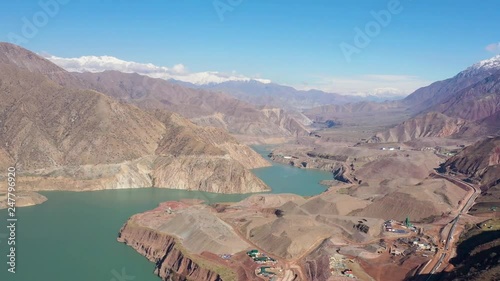 Areal Dron Shoot View of the Pamir, Afghanistan and Panj River Along the Wakhan Corridor.