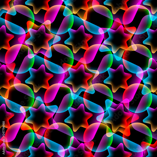 Seamless pattern Abstract liquid lava lamp from geometric shapes