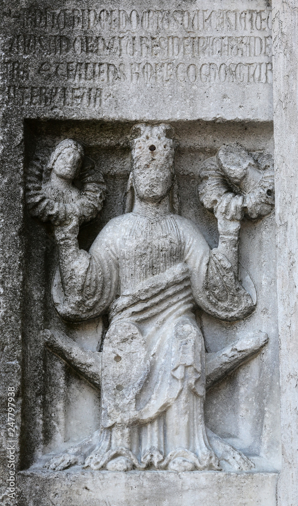 Relief at the baptistry from Parma, Emilia Romagna, Italy