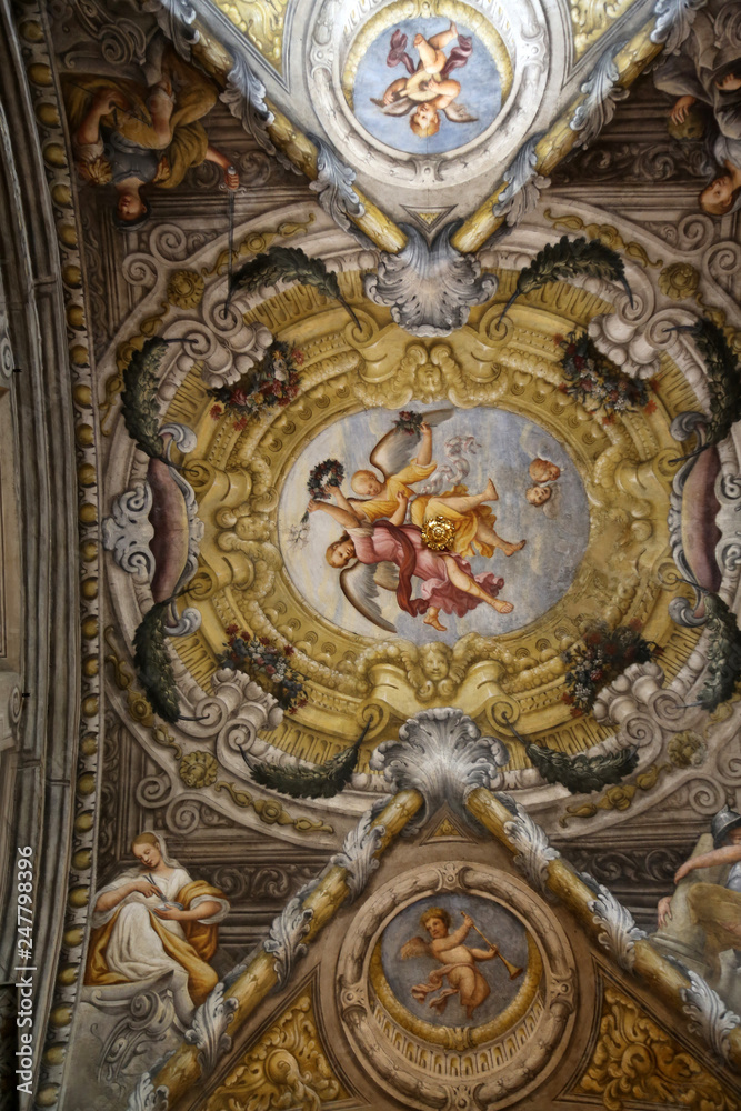 Fresco in the dome of the Saint Lucia church, Parma, Italy