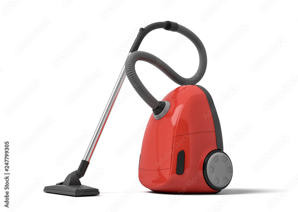 3d rendering of red electric vacuum cleaner isolated on white background 3d rendering of red electric vacuum cleaner isolated on white background