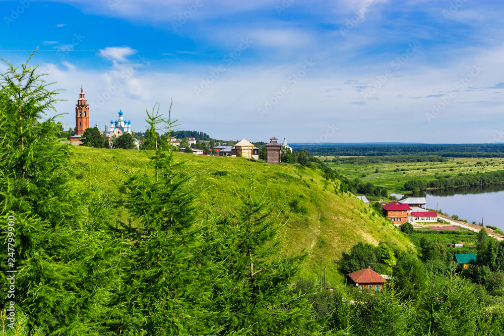 view of the small russian town on a summer day