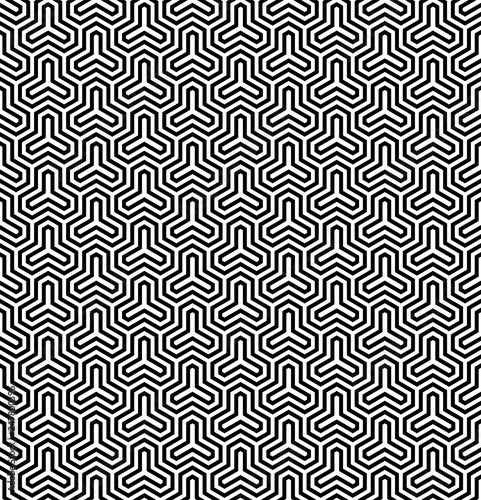 Seamless pattern based on Japanese ornament Kumiko.Black and white.