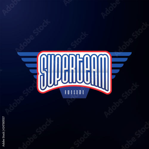 Sport emblem typography. Super team hero logotype sticker for your t-shirt, print, apparel