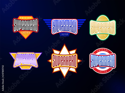 Sport emblem typography set. Super hero logotype sticker for your t-shirt. Mega collection