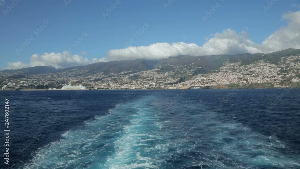 Wake of ship leaving port, Funchal Madeira, Portugal