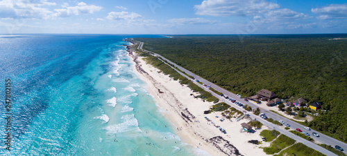 Aerial view of Playa Chen Rio beach in Cozumel photo