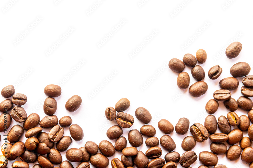 Close up of Coffee beans on white background Close up of Coffee beans on white background
