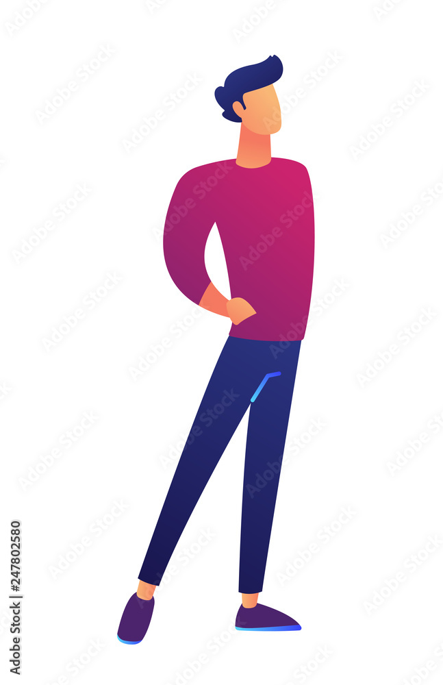 Confident businessman standing with hands in the pockets vector illustration