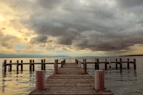 Heavy clouds above Lake Geneva.