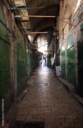 The narrow street in the Old City of Jerusalem © zatletic