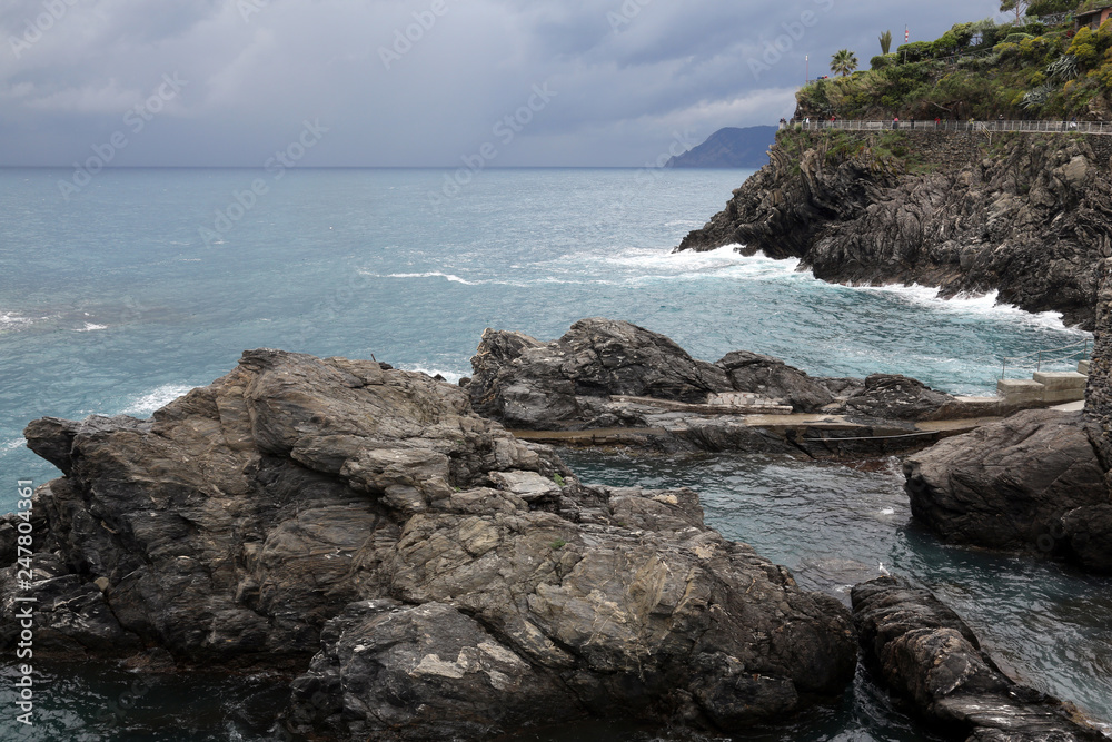 Cliffs along the Mediterranean sea in Cinque Terre, Italy