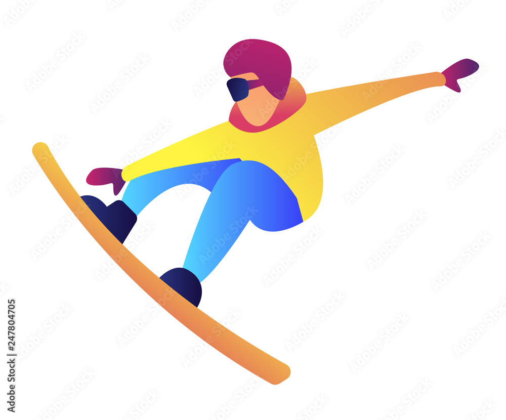 Fototapeta premium Snowboarder jumping vector illustration
