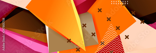 3d triangular shapes geometric background. Origami style pattern with triange shapes for decorative design. Poster design. Line design. Modern presentation template